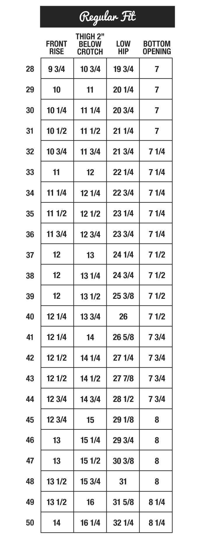 henry dean Pants Fit Guide