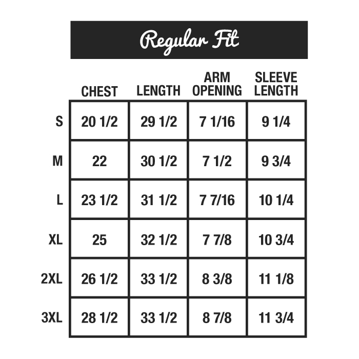 Polos Regular Fit Size Chart - henry dean