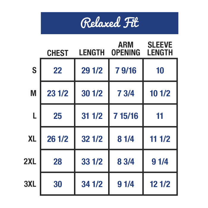 Polos Relaxed Fit Size Chart - henry dean