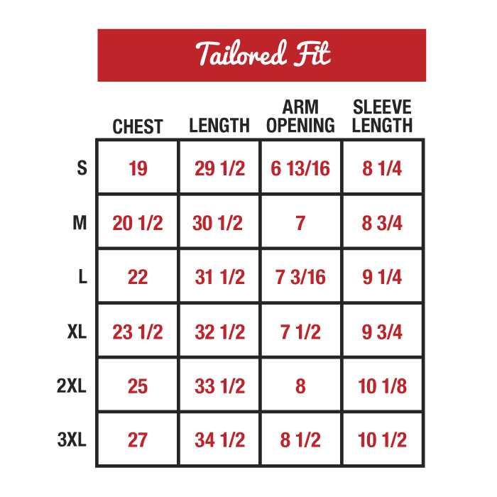 Polos Tailored Fit Size Chart - henry dean